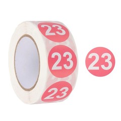 Number 23 Stickers 1″ Round Coded Self-Adhesive Labels Salmon Pink 500Pcs/Roll