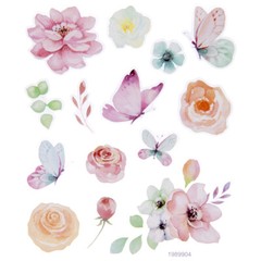 2 Sheets Watercolor Flowers & Butterflies Planner Stickers Papercraft Crafts