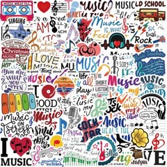 50pcs Love music stickers, Rock Star, Hip Pop,no residue – waterproof, 155