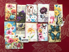 #742 – RANDOM 15 PCS VINTAGE FLORAL SCRAPBOOK JUNK JOURNAL KIT / LOT