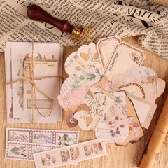 200Pcs Vintage Scrapbook Stickers, Aesthetic Junk Journal Stamping Multicolor