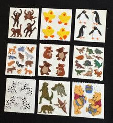 Vintage RARE Sandylion FUZZY Stickers ~ U PICK~Monkeys~PENQUINS!~Wild Life~BEARS