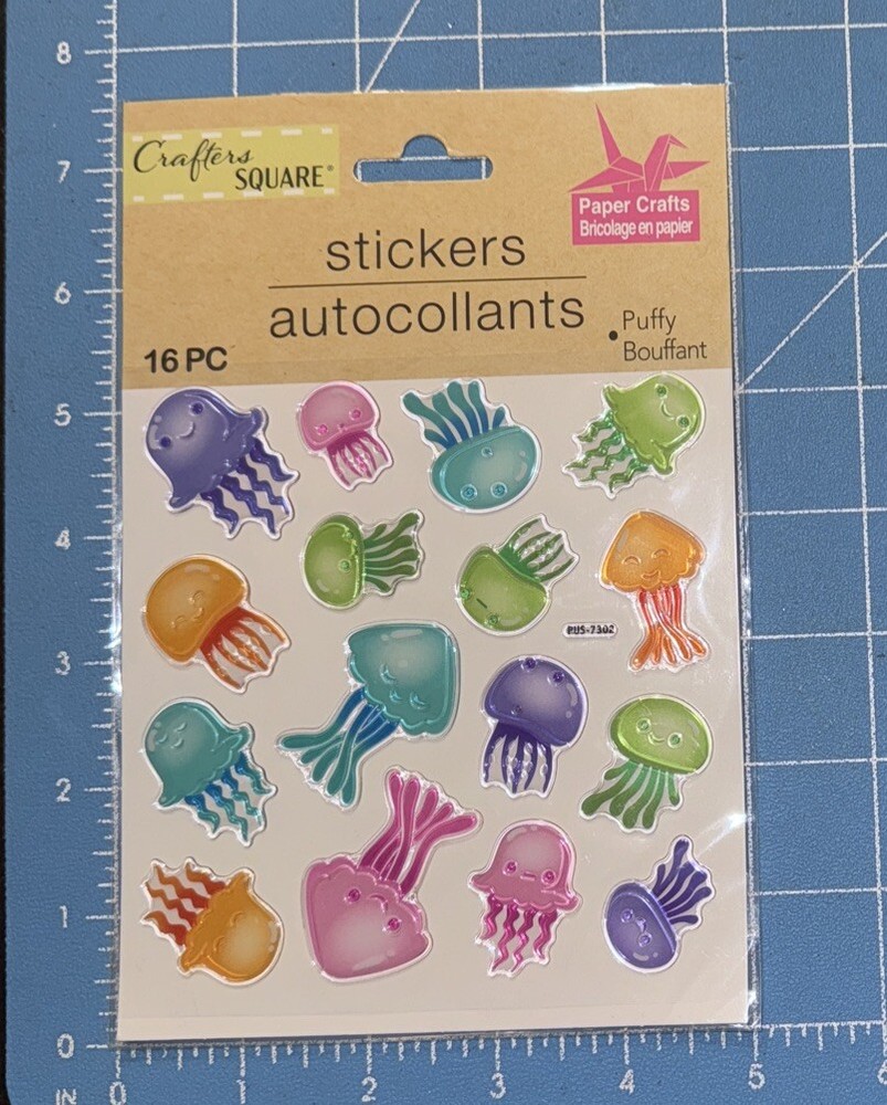 Happy Face Jellyfish Epoxy 3D Stickers Planner Supply Craft Scrapbook Sea Life