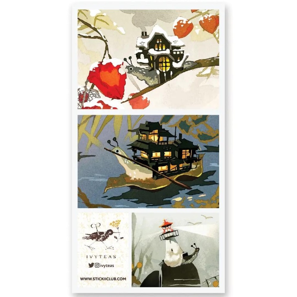 Fantasy Snail Adventure Stickers – Tiny Travels Sticker Sheet – Scrapbooks