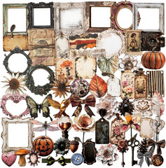 100 Pcs Vintage Ephemera Paper Stickers for Scrapbooking | Pre-Cut Frames, Tags,