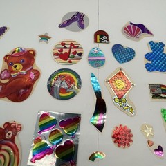 Vintage 1980s Sticker Lot 50+ Stickers Lisa Frank Rainbows Foil Glitter LOOK
