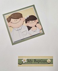Pebbles Inc. Baptism Girl Brunette Cardstock Sticker Preacher Yellow Hair Flower