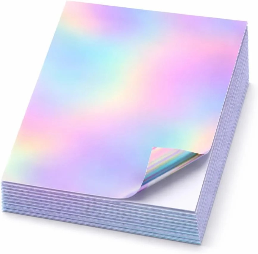 50 Sheets Holographic Printable Sticker Paper 8.5 x 11 inch Waterproof Stickers