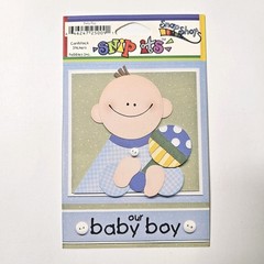 Pebbles Inc Baby Boy Cardstock Stickers Our Baby Boy Label Rattle Button SnipIts