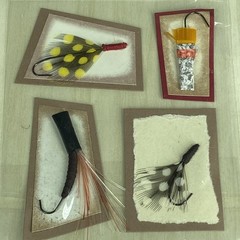 Rebecca Sower Designs A FISH TALE Lures Fishing Fresh Collage Sticker Pkg Qty 2