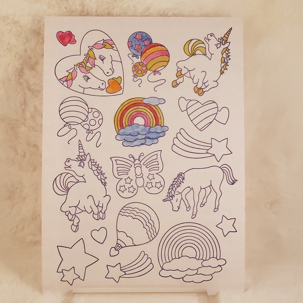 Vintage Lisa Frank Unicorns Rainbow – Color Your Own Sticker Sheet