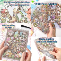 3D Sticker Spiral Book Activity – 20 DIY Scene Sets (1500+ Stickers) , Tweezers