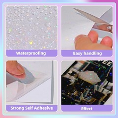 36 Sheets Holographic Laminate Sheets Clear Self Adhesive Sticker Paper | Transp