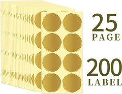 200 Gold Metallic Embossing Stickers for Certificates and Awards Sealing