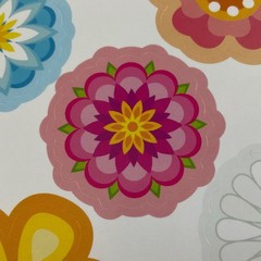 24 Retro Flower Stickers 1.5” Colorful Floral Scrapbook Decals Envelope Seals