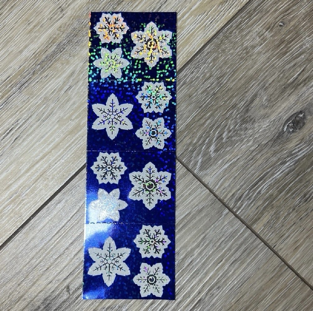 Mrs. Grossman’s Stickers Winter Hologram White Snowflakes