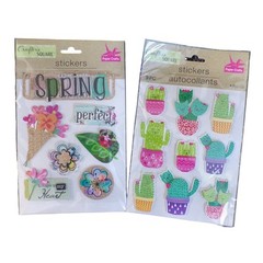 Crafter’s Square Flower Butterfly Garden Cat Cactus Sticker Large Lot 20 Package