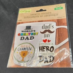 Crafters Square Ceramic Stickers Dad Father’s Day 4 Pieces New