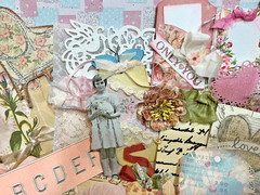 Scrapbook Mixed Lot Ephemera And Embellishments In Stitched Vellum Envelope