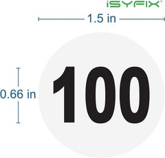 Waterproof Self-Adhesive Number Stickers 1-100, 1.5-inch for Indoor/Outdoor Use