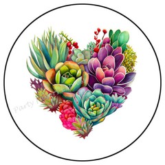 SUCCULENT HEART CACTUS ENVELOPE SEALS LABELS PARTY FAVORS STICKERS
