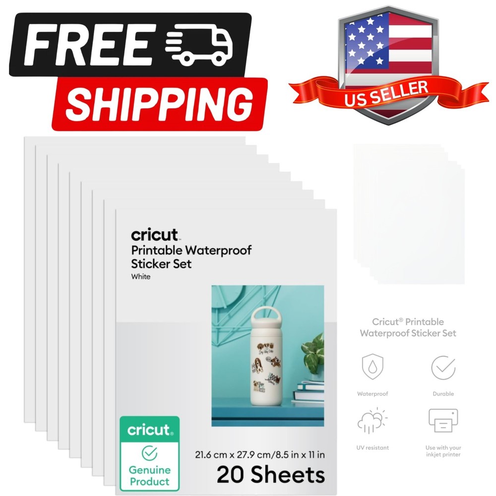 Waterproof Sticker Paper 20 White Sheets, 8.5×11, Printable Stickers For Inkj…