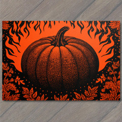 STICKER Vintage Look Pumpkin Orange Black Haunted Halloween