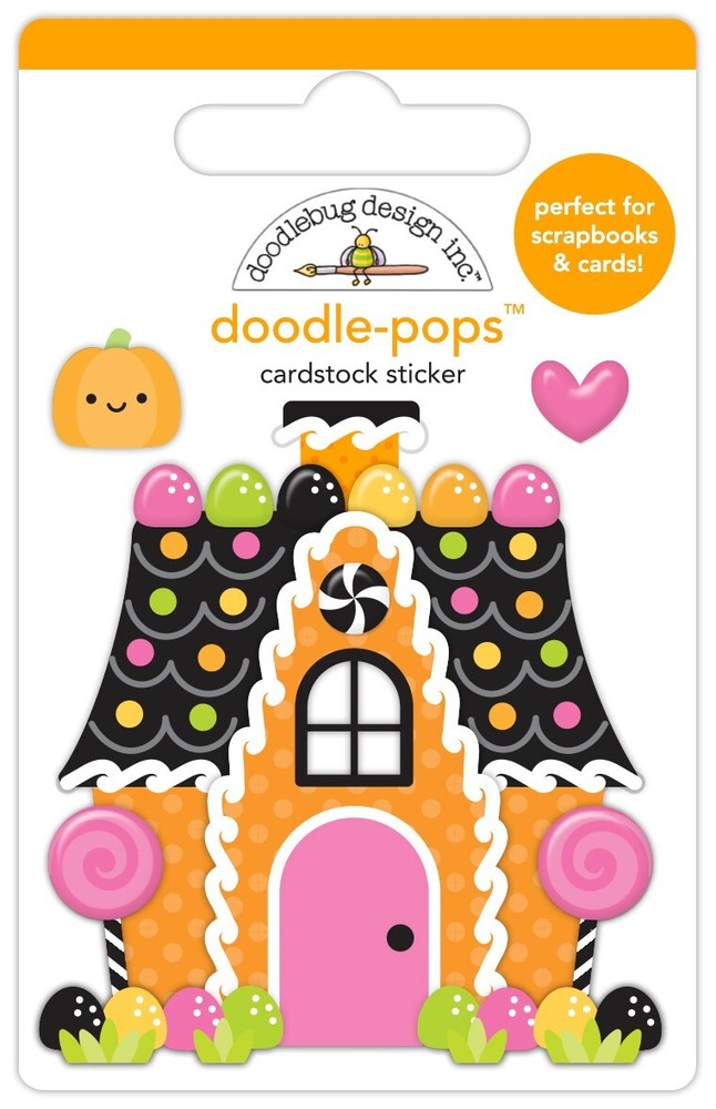 Doodlebug Stickers Doodle-Pop 3D Candy Cottage Halloween Pumpkin Heart Lollipop