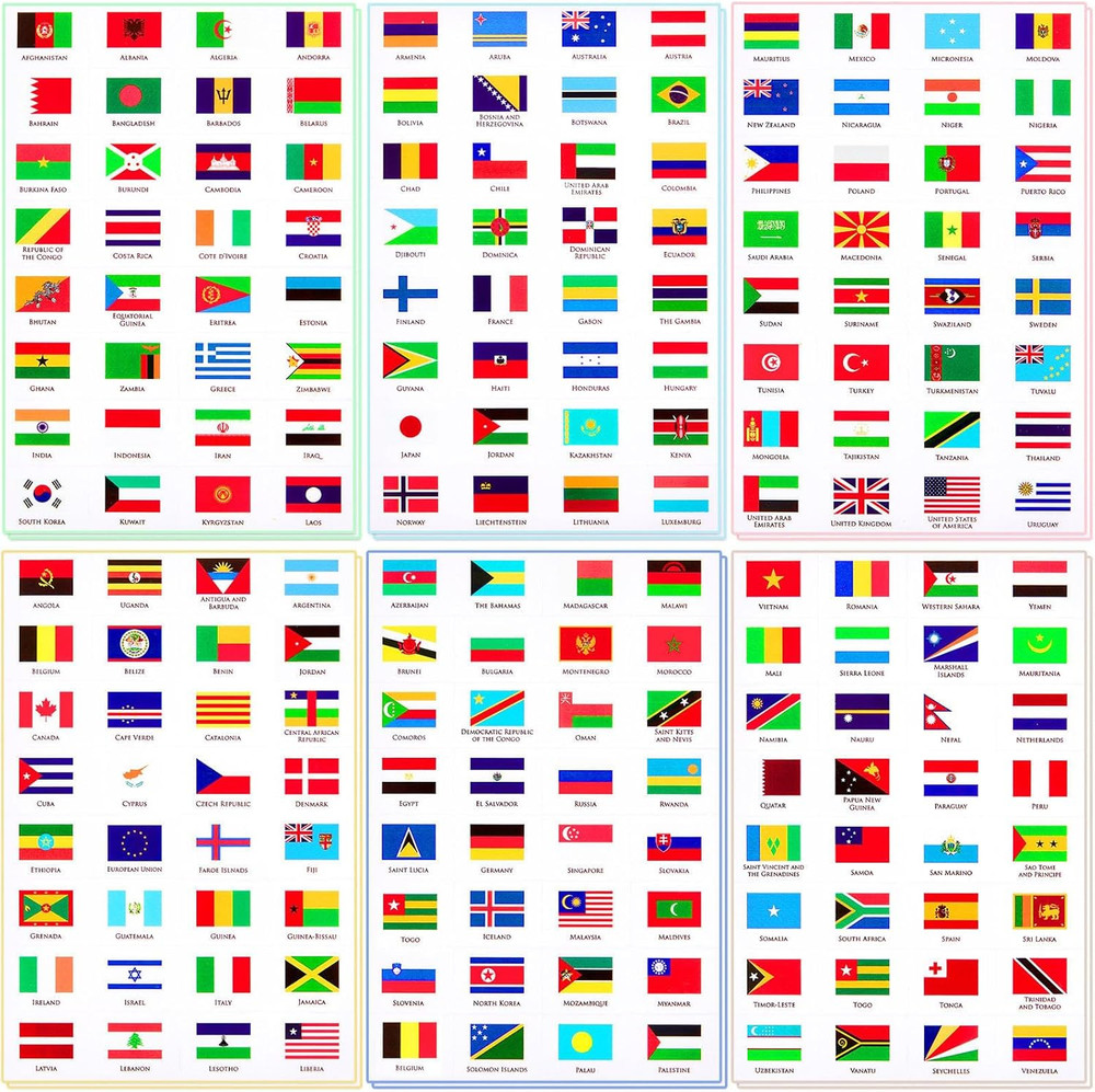 384 Pieces World Assorted Country Flag Stickers Country Decals Planner Mini Fla