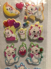Disney Marie Cat Puffy Sticker Sheet Scrapbook Kids Diary Collection
