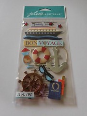 Crafts Jolee’s Stickers Bon Voyage Ship Anchor Wheel Passport Star Cruise Drink