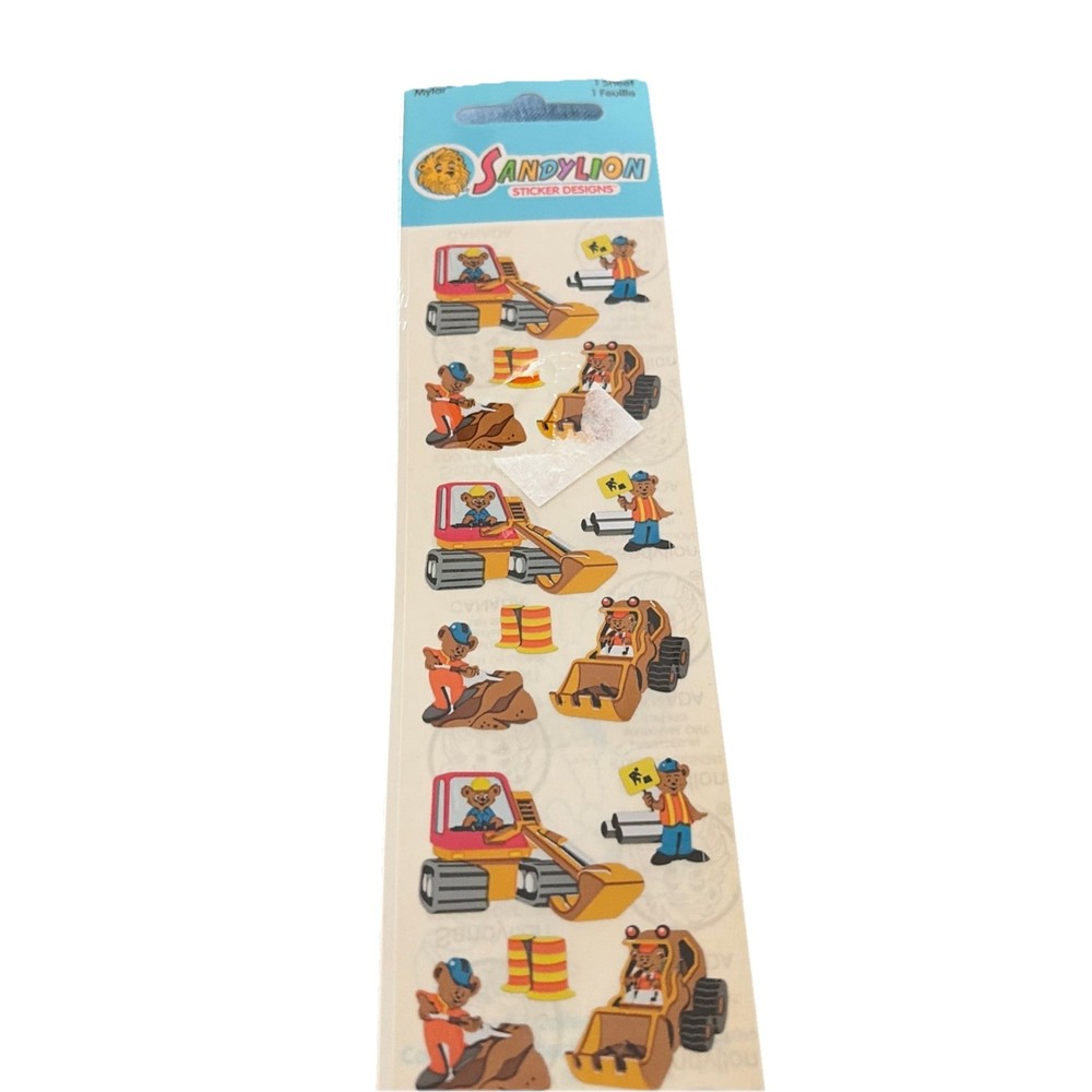 Vintage Nos Sandylion Construction Worker Teddy Bears 1980’s Metallic Foil Mylar