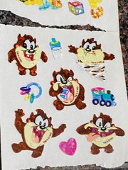 Big Lot of VTG Stickers Sandy Lion & Mrs Grossman – Fuzzy, Shimmery & Character