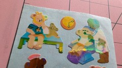 Vintage Sandylion Stickers Mother Of Pearl Teddy Bears Dentist/Bedtime 2 Modules