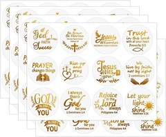 Jesus Faith Gold Foil Stickers,Bible Quote Gold Foil Stickers, Gift Labels 1.5 i