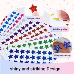 2100 Pcs Star Stickers, 30 Sheets Glitter Star Stickers for Reward Chart 10 A…
