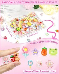 100PCS FIVEIZERO Cute Slime Charms Bulk Set – 0.6-1.2 inches, Mixed Color