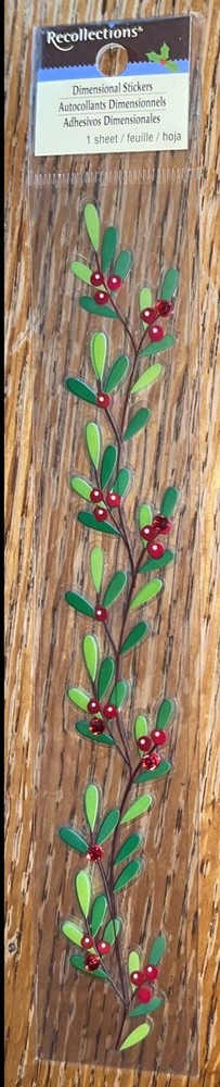 RECOLLECTIONS Christmas Garland W/ Holly Berries Borders 10” Holiday 3D STICKERS