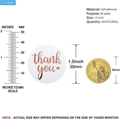 1.5 Inch Rose Gold Thank You Stickers Roll, 500 Pcs – Labels, Envelope Seals,…