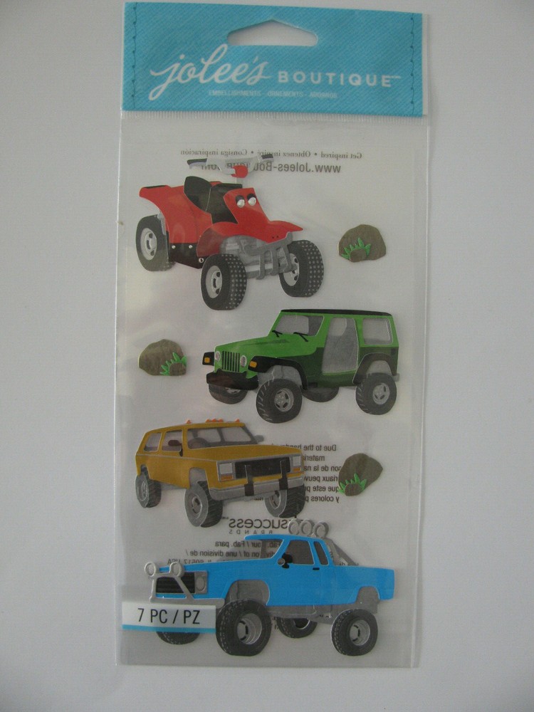 Jolee’s Boutique Embellishments OFF ROADING 4 Vehicles 7 Pieces NOS
