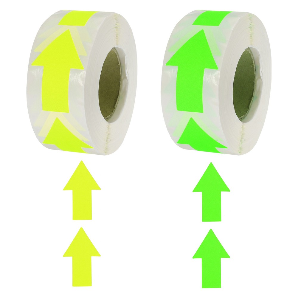 2Pcs Arrow Sticker Labels 500 Count/Roll 1.3×2 Inch Fluorescent Yellow/Green
