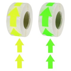 2Pcs Arrow Sticker Labels 500 Count/Roll 1.3×2 Inch Fluorescent Yellow/Green
