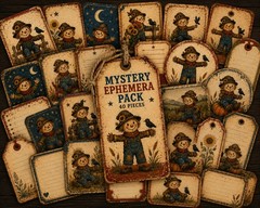 Fall Whimsical Scarecrow Mystery Ephemera Pack | 40 Printed Vintage Paper Pieces