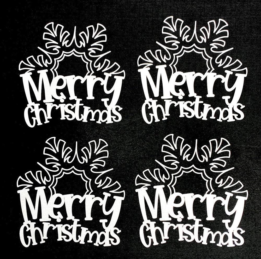 4 White MERRY CHRISTMAS SNOWFLAKE die cuts scrapbook cards Paper Piecing