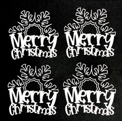 4 White MERRY CHRISTMAS SNOWFLAKE die cuts scrapbook cards Paper Piecing