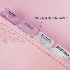 UPAFEXXI-Laminated Bible Tabs (Pink and Black Foil Embossed Lettering), Pink4