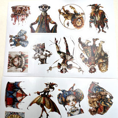 Fantasy Circus Stickers 4 Sheets Vintage Style Junk Journal Collage
