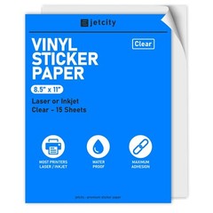 Clear Vinyl Sticker/Label Paper for Inkjet & Laser Printers – 15 Clear – 8.5×11