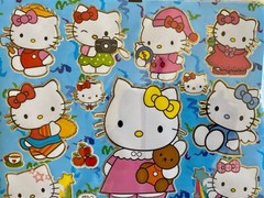 Cute 10 Sheets of Hello Kitty Stickers 8″ X 10″ Sheet Blue