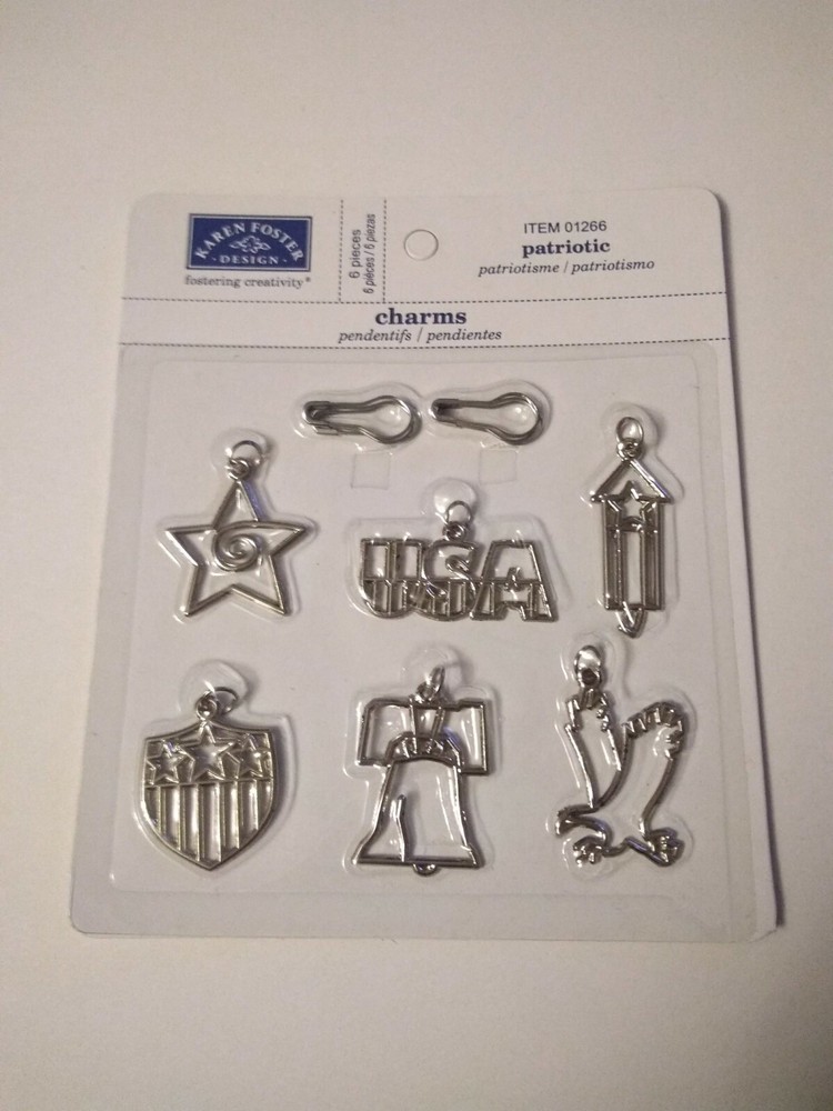 Crafts KF Silver Charms Patriotic USA Liberty Bell Eagle Star Firecracker